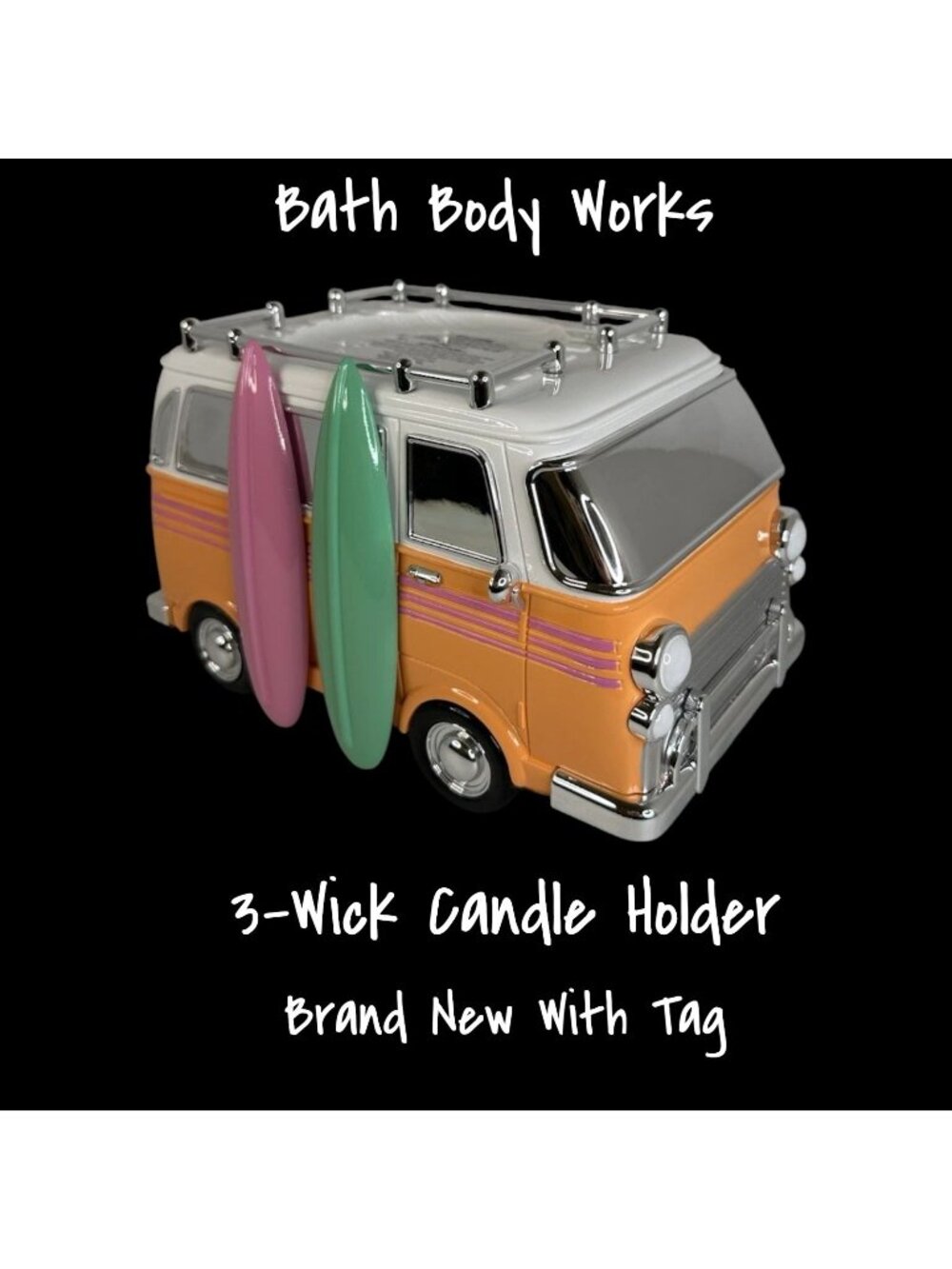 Bath Body Works VW Surf Van 3-Wick Candle Holder Pedestal Retro Vintage Look New